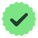 Green check mark icon with ridged edges